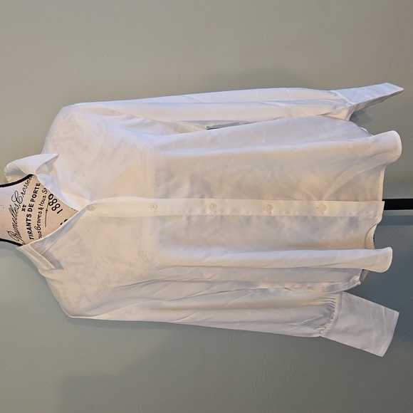 White Satin Button Down - Picture 1 of 6